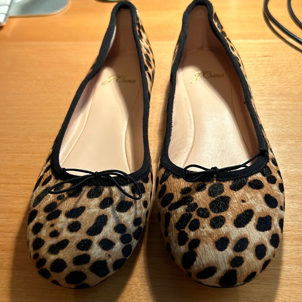 J. Crew Leopard-Print Ballet Flats in Tan and Black